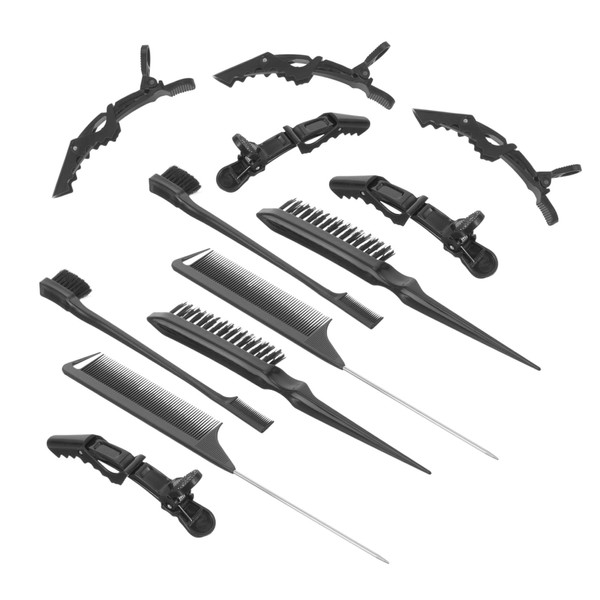 minkissy 12pc Styling Comb Set: Edges Brush Detangler Scalp Comb