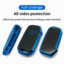 Creativity Suitable for Kia Key Cover. Beautiful TPU Key Case Compatible with Seltos Soul Telluride Sorento NIRO K5 Cerato Sportage Forte Ceed 4/5 Buttons Smart Remote Key (Blue Combination)