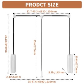 tonchean Heavy Duty Pull Down Closet Rod White, 60 Lbs Load Capacity, Adjustable 33-45 Inch Closet Rods for Hanging Clothes Two-Way Buffering Wardrobe Lift Rail Closet Organizer Side Mounted