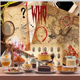 Yieldeer Spy Detective Backdrop 7x5ft Murder Crime Scene Photo Fingerprint Clues Evidence Top Secret Mission Mystery Party Decorations Photography Background Inference Theme Supplies Banner