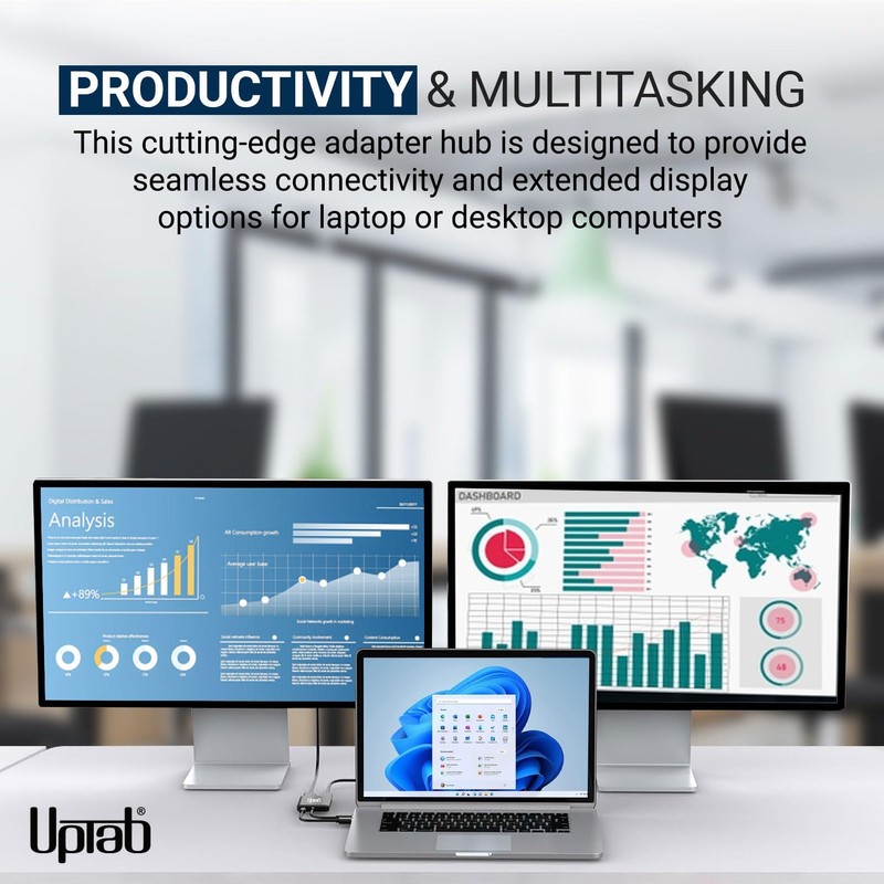 UPTab Mini DisplayPort to Dual HDMI 4K@60Hz Adapter Multi-Stream Transport