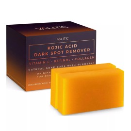Kojic VALITIC Kojic Acid Dark Spot Remover Soap Bars with Vitamin C, Retinol, 2 Pack