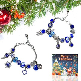 2024 Advent Calendar Bracelets, 24 Days Christmas Countdown with 22 Charm Beads 2 Bracelets, Unique Christmas DIY Jewelry Making Kit Birthday Gift for Kids