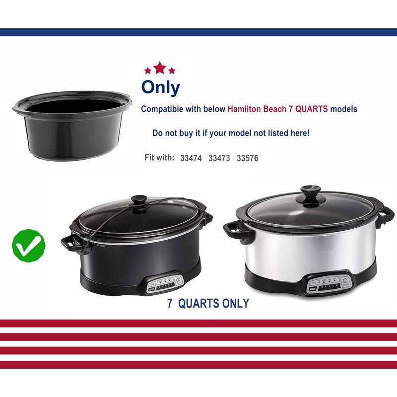 Replacement Slow Cooker Oval Ceramic Pot, replacement stoneware, Only Compatible