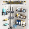 OMAIRA 6-Pack Shower Caddy Organizer Shelves Rack, Stainless Steel Adhesive