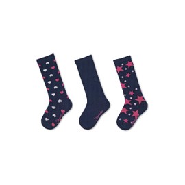 Sterntaler Girls' Knee Socks Pack of 3 Hearts Socks (Pack of 3), navy