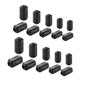 YFFSFDC Ferrite Core Inner Diameter 0.14 inch (3.5 mm), Φ0.2 inch (5 mm), Φ0.3 inch (7 mm), Φ0.3 inch (9 mm), Φ0.5 inch (13 mm), Set of 20, Black, Power Wire, High Frequency Noise Filter, Patchin Core, Black, Hinged Type