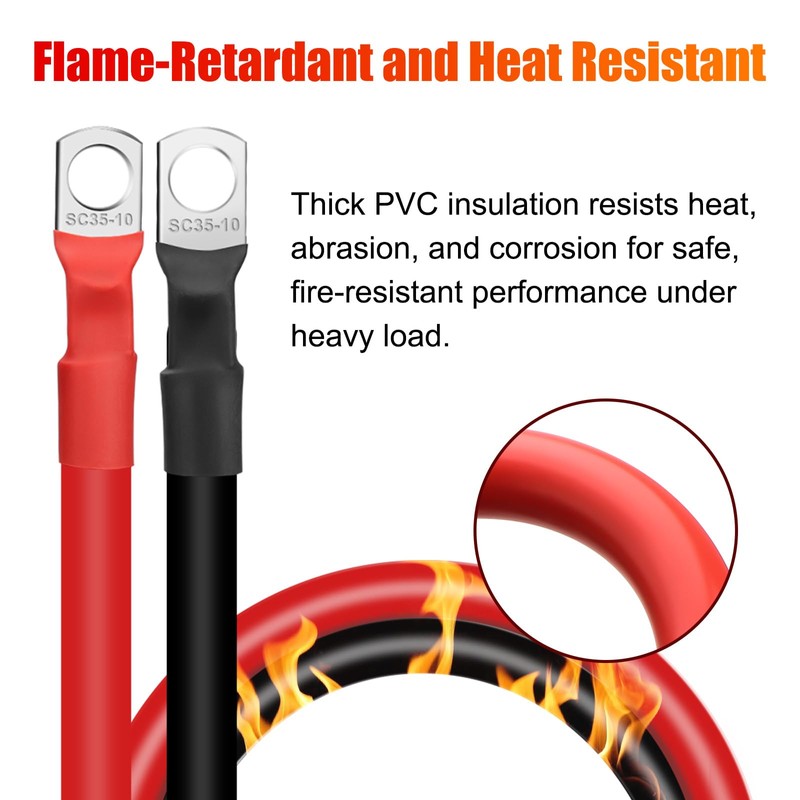Linkstyle 6PCS 2 AWG Battery Cables, 30CM 2 Gauge Pure