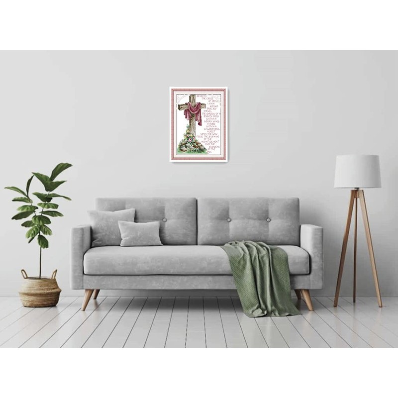 Amiiba Stamped Cross Stitch Kits, Resurrection Cross Jesus DIY 11CT