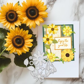 UNICRAFTALE 14Pcs Daisy Flowers Metal Cutting Dies for Card Making Leaves and Bloom Die Cuts Embossing Stencils Template Thanksgiving Christmas Craft Mould for DIY Scrapbooking Album Paper Card Decor