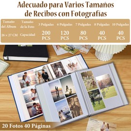Álbum de Fotos Grande, 40 Páginas en Blanco Magnético DIY Álbum de Recortes, con Cubierta de Marco de Tela - para Bodas, Cumpleaños y Otros Festivales (Gris, 27x28cm)