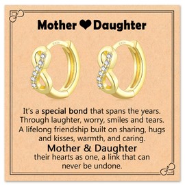 CERSLIMO Mother Daughter Gifts, Sterling Silver Hoop Gold Infinity Love Earrings for Mom Daughter Birthday Christmas Valentines Day Gifts for Women