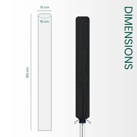 Flatro Rotary Washing Line Cover Waterproof Fabric with Zip - Heavy Duty Rotary Clothes Line Cover with Zip - Protective Weather Resistant Parasol Cover for Garden Dryer and Airer (Black)