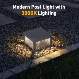 MVBT Modern Column Post Light, Upgraded Outdoor Luxury Waterproof Garden Patio Fence Cap Deck Decoration Lantern 3000K Landscape Exterior Lamp with E26 Bulb (High Voltage Wired)