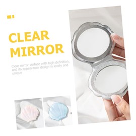DECHOUS 2sets Portable Hand Mirrors Makeup Mirrors with Unique Shell Design for Travel Skin Care and Beauty Application for Women and Makeup Artists 4pcs*2