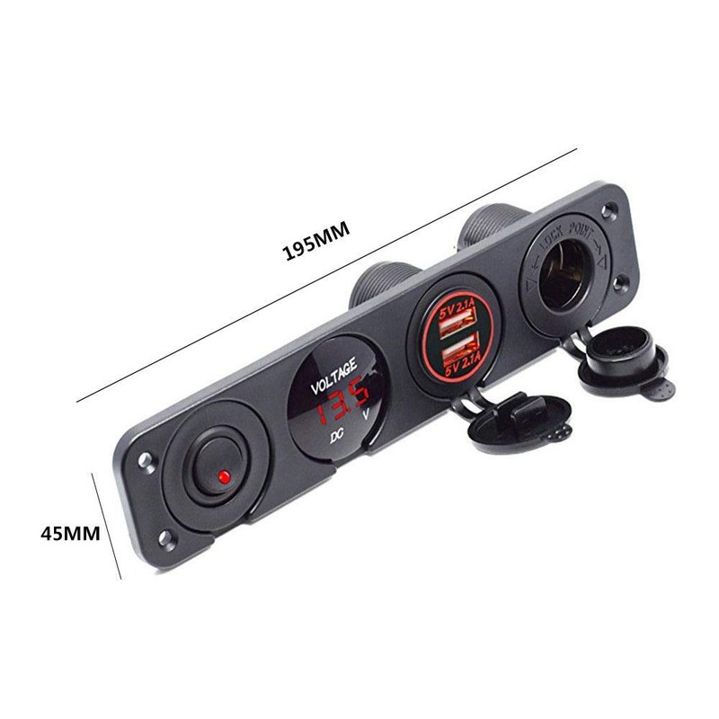 MASO 4 Hole Toggle Switch Panel with Dual USB Socket