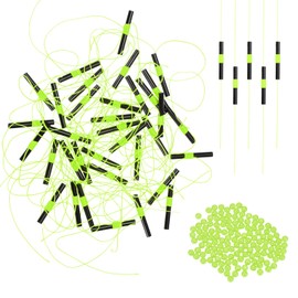 TIXIPEM Slip Bobber Stops for Fishing [100PCS] - Float Bobber Stopper Knots Nylon String with Beads Use for Streams & Lake & River Fishing - [Green] for Fishing Line Tackle