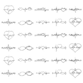 LiQunSweet 100 Pcs Lifeline Pulse Heart Beating Heartbeat Charms for Jewelry Making DIY Crafting Findings Supplies