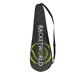 Racketworld Badminton and Squash Racket Cover, Black with Green Accent, Adjustable Shoulder Strap