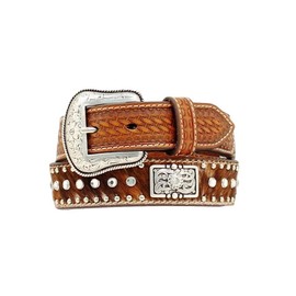 Nocona Belt Co. Boys' Unisex-Kid Rhinestone Hair-On-Hide Leather Brown 20
