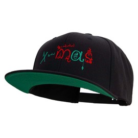 e4Hats.com Artistic Xmas Logo Embroidered Wool Blend Prostyle Snapback - Black OSFM