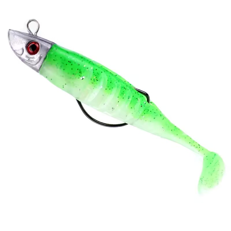 T-Tail Jig Head Soft Fishing Lure with Barbed Hook, Sinking