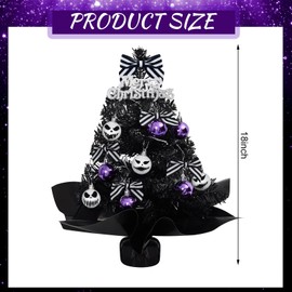 Syhood 2 Pack Mini Black Christmas Tree Set Tabletop Christmas Tree Small Christmas Tree with Lights 18inch Christmas Tree Christmas Holiday Decoration for Home Office Party
