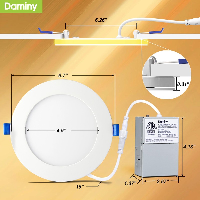DAMINY 12 Pack 6 Inch 5CCT LED Recessed Light with