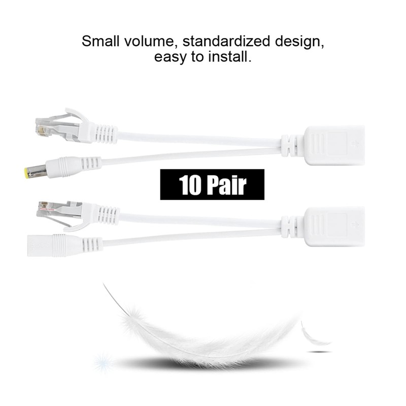 Acouto 10 Pares de Cámara IP PoE RJ45 Cable de