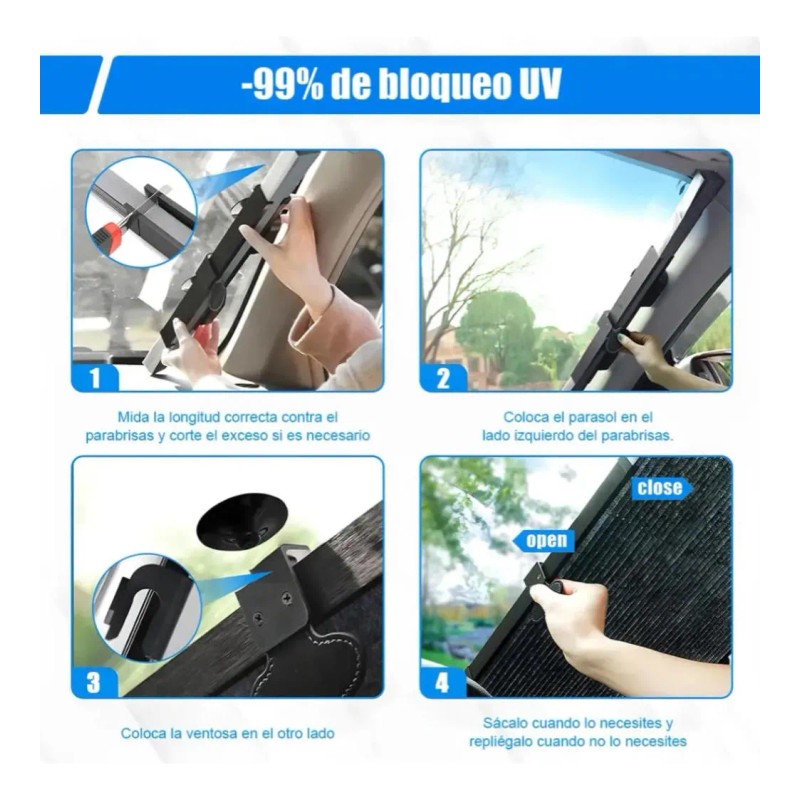 Parasol Cubre Sol Retráctil Para Parabrisas Auto O Camioneta