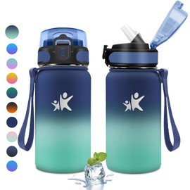KollyKolla Thermos Flask, 500 ml, Water Bottle with Straw, Thermos Flask, BPA-Free, Leak-Proof Insulated Flask, Double-Walled, Stainless Steel Water Bottle for Boys, Girls, Nursery, School