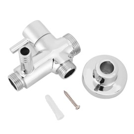 Shower Head Diverter Valve, G1/2" Wall Mounted Round Copper Bathroom Shower Adapter with Base Accessories 3-Way Shower Splitter for Bathroom Shower Head Water Splitter