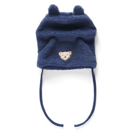Striped Hat with Fluffy Teddy Bear Motif, Blue (PATRIOT BLUE 6033)