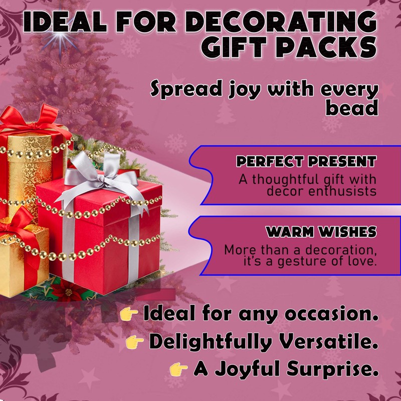 Bead Garland Luxury Christmas Tree Decoration SNOWFLAKE White,Rose Gold,Pearl (8m