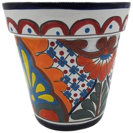Talavera Pottery Store Silao Planter #6 Hand Painted Pot Indoor Outdoor Multi Colored Glazed (Talavera)