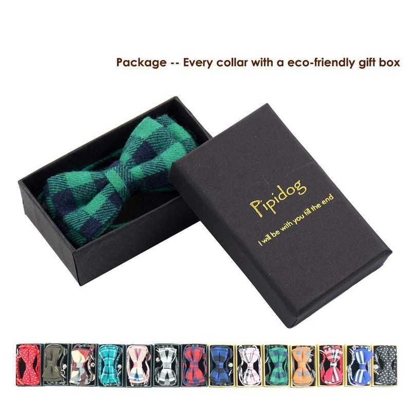 Cat Collar Breakaway with Bell and Bow Tie, Plaid Design