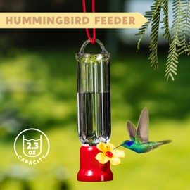 JOIEDOMI Set of 6 Mini Hummingbird Feeders with Hanging Wires, Transparent Outdoor Humming Bird Feeder Set with 3 Cleaning Brush for Patio, Outside, Lawn, backyard, Garden, Easy to Clean