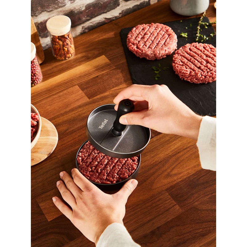 Tefal K18511 Cast Aluminium Hamburger Press, Black/Grey
