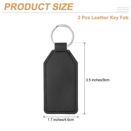 sourcing map 2pcs Leather Key Fob, PU Car Keychain Blanks Key Rings Key Holder for DIY Laser Engraving Birthday Father's Day Gifts, Black