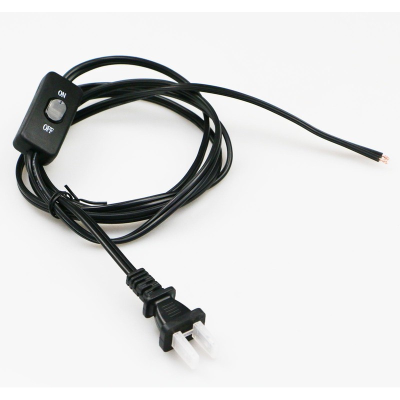6 Feet Lamp Cord with Switch,1 Pack 2 Prong 18AWG