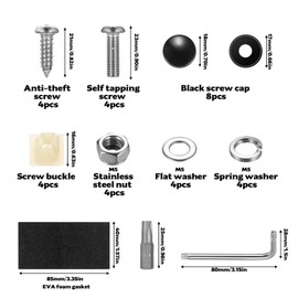 Anti Diebstahl Kennzeichen Schrauben mit Kappen, M5 Edelstahl Auto Nummernschild Schrauben mit Kappen, Kennzeichenschrauben für Nummernschildhalterung Auto Motorrad Kennzeichenhalterung