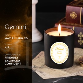 KONNI Gemini Zodiac Candle for Women, Scented Soy Wax Candle for Relaxation, Astrology Candles for Aromatherapy, May-June Birthday Gift, Pine and Cypress Fragrance