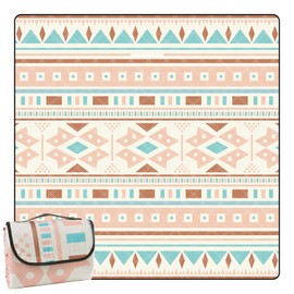 DEWUR Picnic Blankets 79"x79" Extra Large Outdoor Blanket Beach Blanket Waterproof SandProof Picnic Mat Washable Foldable Portable for Grass Lawn Beach Camping (Boho-A)