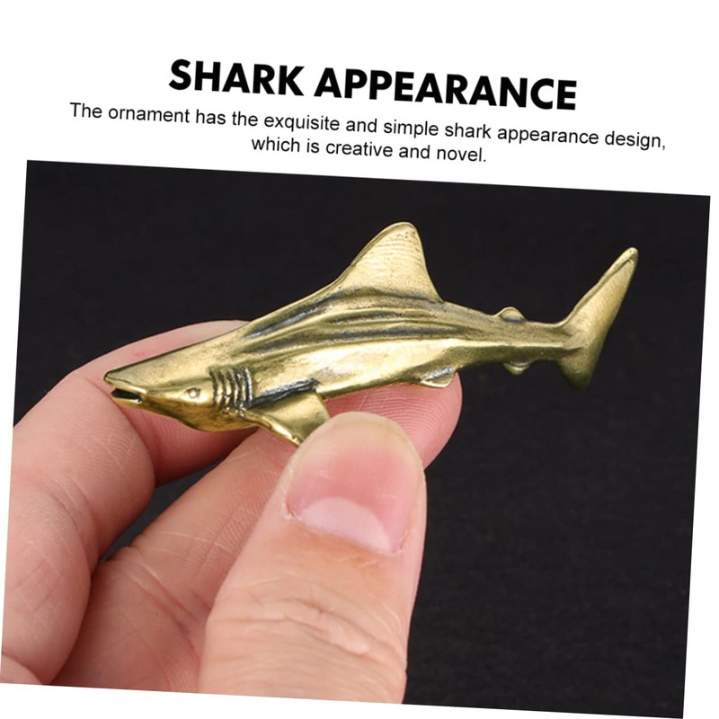 iplusmile Brass Shark Figurine Creative Desktop Decor Exquisite Shark Shaped