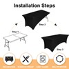 2 Pack 6 Feet Black Spandex Tablecloth for Rectangular Tables,