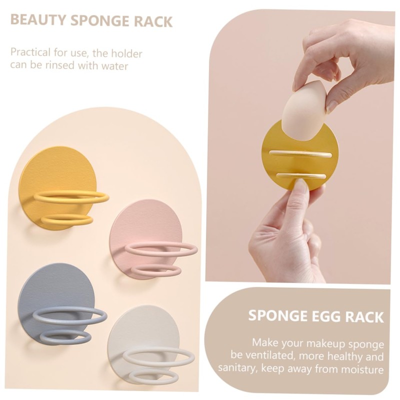 Ipetboom Makeup Sponge Holder Case 4pcs Wall Mount Rack Makeup