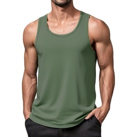 MAGNIVIT Men's Classic Tank T Training Workout Sleeveless Tops Quick Dry Breathable Regular Fit Tank Top Summer Army Green