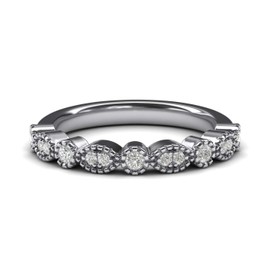 Vintage-inspired Milgrain Marquise and Dot Simulated Diamond 3mm Wide Matching Wedding Ring Eternity Ring (U)