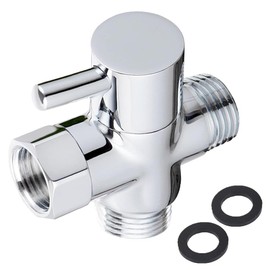 1/2 Inch Brass T-Valve Adapter Attachment, 3-Way Switching Diverter for Shower Arm With 2 Rubber Mats