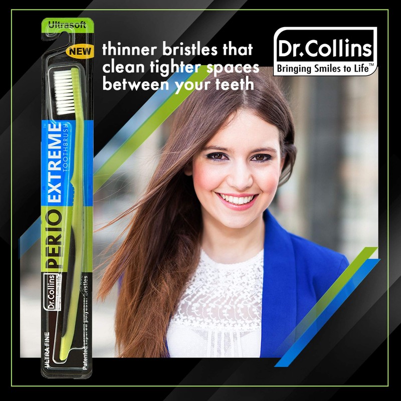 Dr. Collins Perio Extreme Toothbrush, (Colors Vary) (Pack of 6)